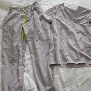 Figs high-waisted straight leg bottoms and single pocket top